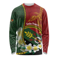 Personalised PNG Simbu Provins Long Sleeve Shirt Papua New Guinea Plumeria Melanesian Pattern LT14 Unisex Green - Polynesian Pride