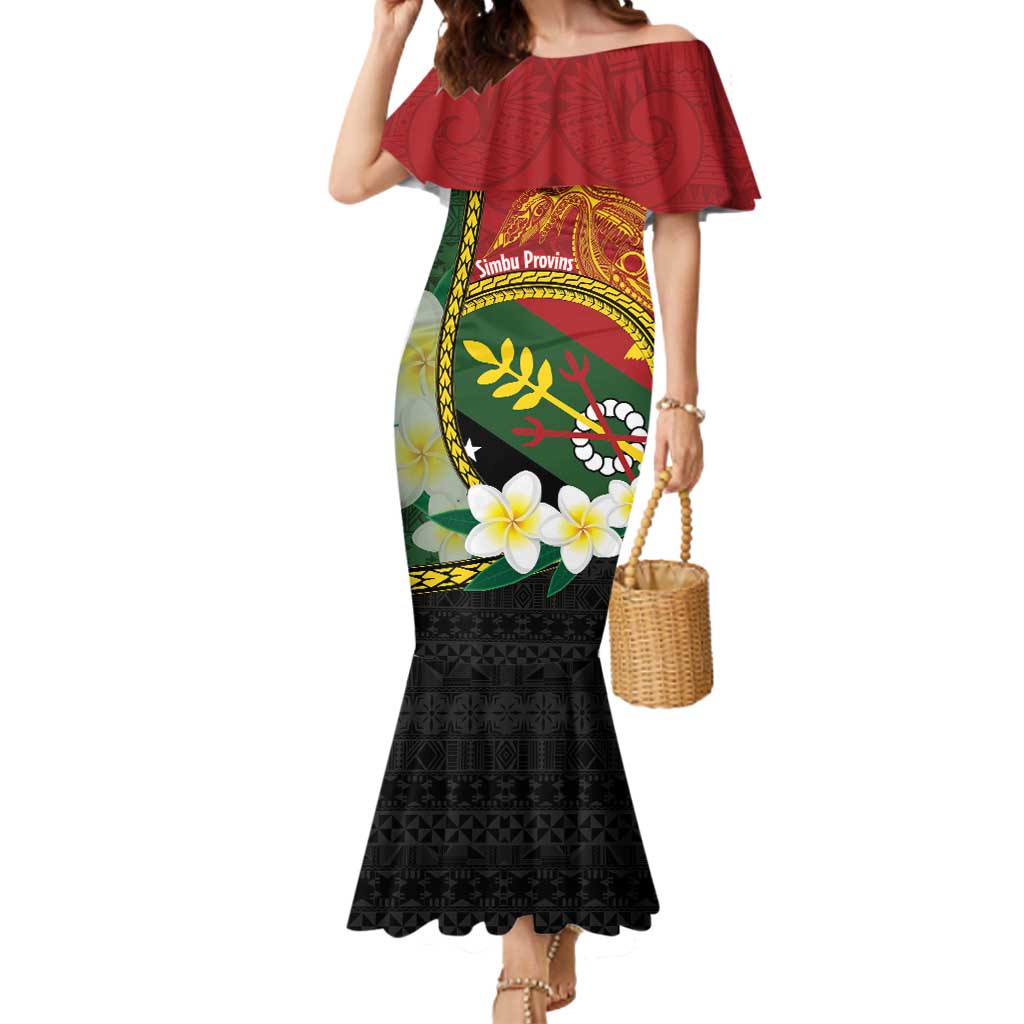 Personalised PNG Simbu Provins Mermaid Dress Papua New Guinea Plumeria Melanesian Pattern LT14 Women Green - Polynesian Pride
