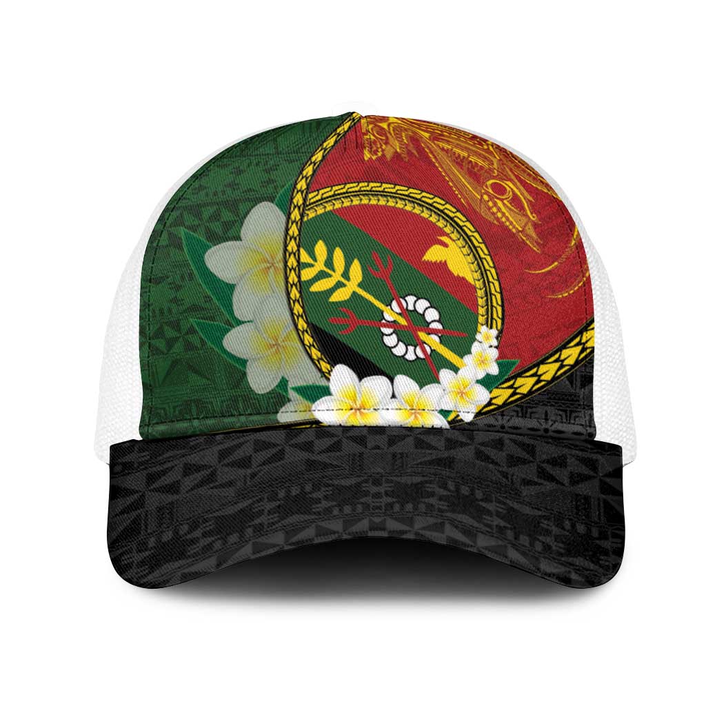 PNG Simbu Provins Mesh Trucker Cap Papua New Guinea Plumeria Melanesian Pattern - Polynesian Pride