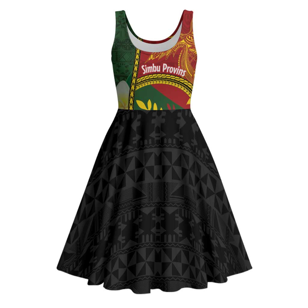 Personalised PNG Simbu Provins Midi Dress Papua New Guinea Plumeria Melanesian Pattern LT14 Green - Polynesian Pride