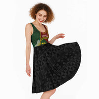 Personalised PNG Simbu Provins Midi Dress Papua New Guinea Plumeria Melanesian Pattern LT14 - Polynesian Pride