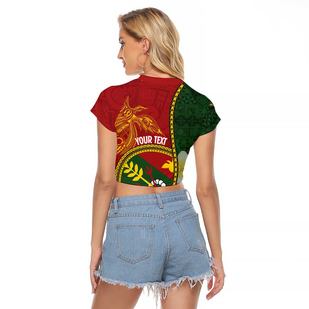 Personalised PNG Simbu Provins Raglan Cropped T Shirt Papua New Guinea Plumeria Melanesian Pattern LT14 - Polynesian Pride