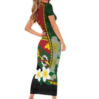 Personalised PNG Simbu Provins Short Sleeve Bodycon Dress Papua New Guinea Plumeria Melanesian Pattern LT14 - Polynesian Pride