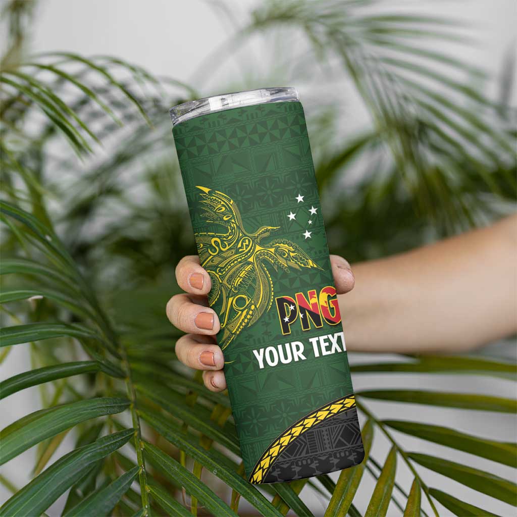 Personalised PNG Simbu Provins Skinny Tumbler Papua New Guinea Plumeria Melanesian Pattern LT14 - Polynesian Pride