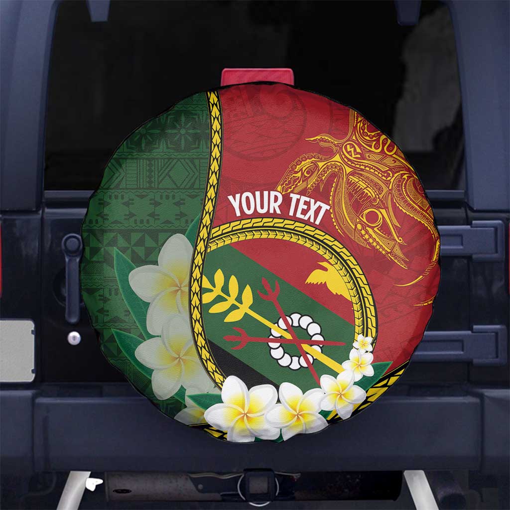 Personalised PNG Simbu Provins Spare Tire Cover Papua New Guinea Plumeria Melanesian Pattern LT14 No hole Green - Polynesian Pride