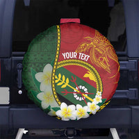 Personalised PNG Simbu Provins Spare Tire Cover Papua New Guinea Plumeria Melanesian Pattern LT14 No hole Green - Polynesian Pride