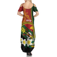 Personalised PNG Simbu Provins Summer Maxi Dress Papua New Guinea Plumeria Melanesian Pattern LT14 - Polynesian Pride