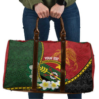 Personalised PNG Simbu Provins Travel Bag Papua New Guinea Plumeria Melanesian Pattern LT14 Green - Polynesian Pride