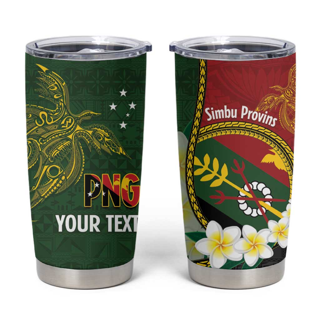 Personalised PNG Simbu Provins Tumbler Cup Papua New Guinea Plumeria Melanesian Pattern LT14 Green - Polynesian Pride