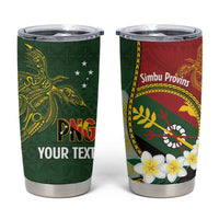 Personalised PNG Simbu Provins Tumbler Cup Papua New Guinea Plumeria Melanesian Pattern LT14 Green - Polynesian Pride