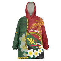 Personalised PNG Simbu Provins Wearable Blanket Hoodie Papua New Guinea Plumeria Melanesian Pattern LT14 One Size Green - Polynesian Pride