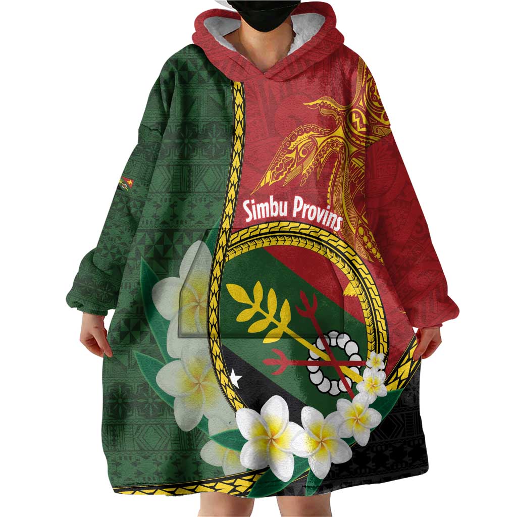 Personalised PNG Simbu Provins Wearable Blanket Hoodie Papua New Guinea Plumeria Melanesian Pattern LT14 - Polynesian Pride
