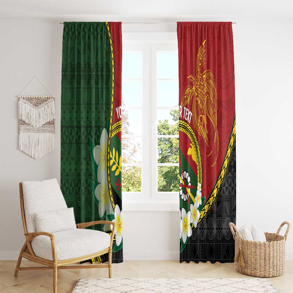 Personalised PNG Simbu Provins Window Curtain Papua New Guinea Plumeria Melanesian Pattern - Polynesian Pride