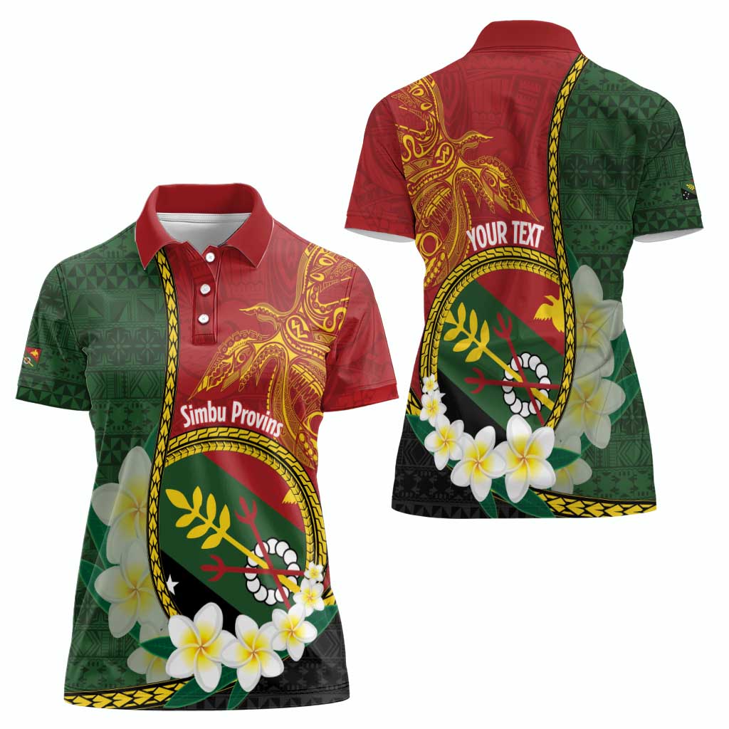 Personalised PNG Simbu Provins Women Polo Shirt Papua New Guinea Plumeria Melanesian Pattern - Polynesian Pride
