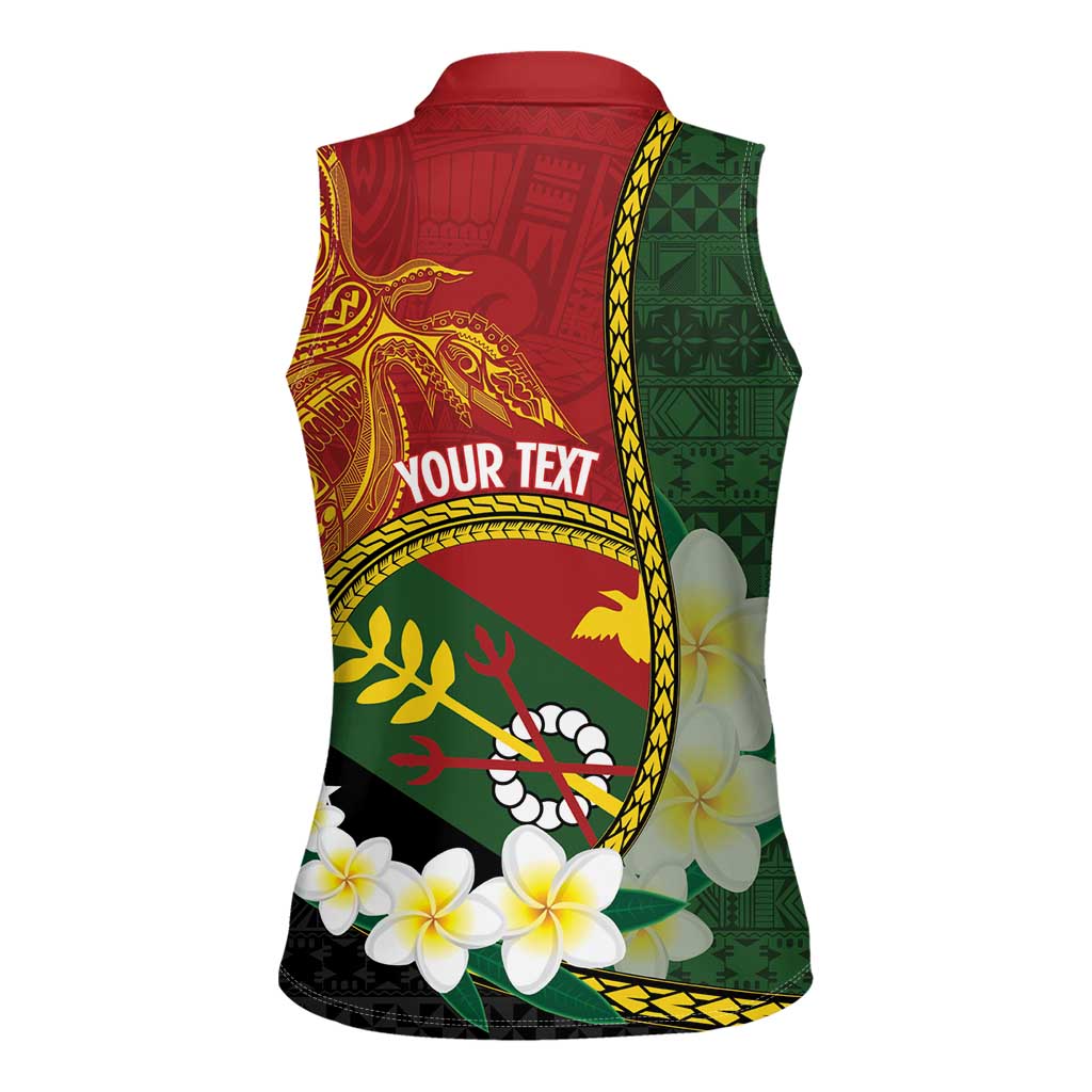Personalised PNG Simbu Provins Women Sleeveless Polo Shirt Papua New Guinea Plumeria Melanesian Pattern LT14 - Polynesian Pride