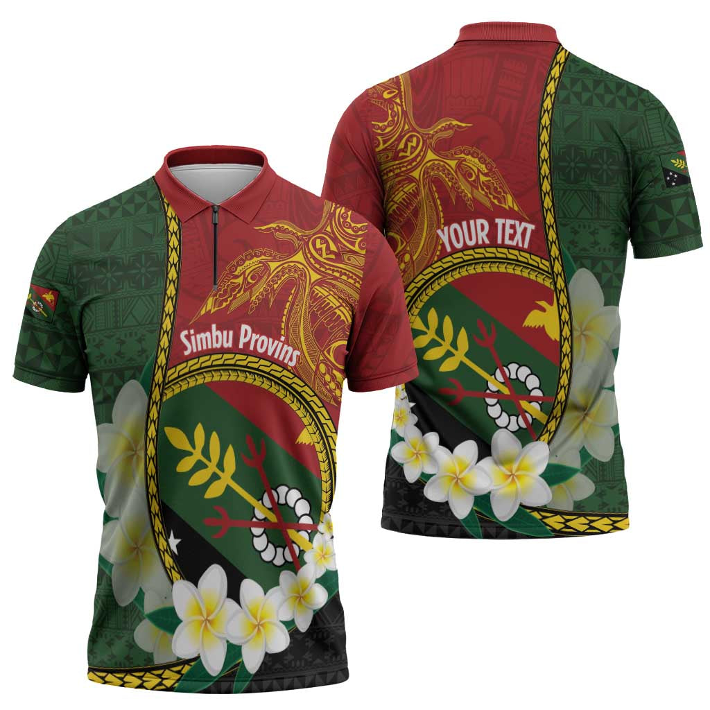 Personalised PNG Simbu Provins Zipper Polo Shirt Papua New Guinea Plumeria Melanesian Pattern LT14 - Polynesian Pride