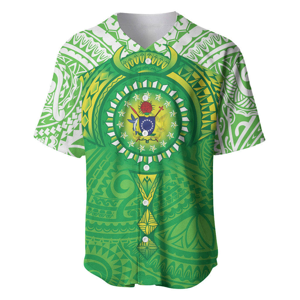 Cook Islands Manta Ray Baseball Jersey Kuki Airani Tattoo Green Color
