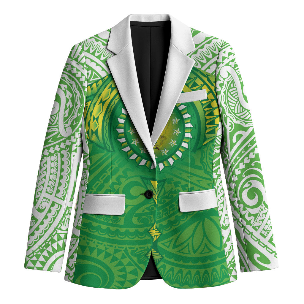 Cook Islands Manta Ray Blazer Kuki Airani Tattoo Green Color