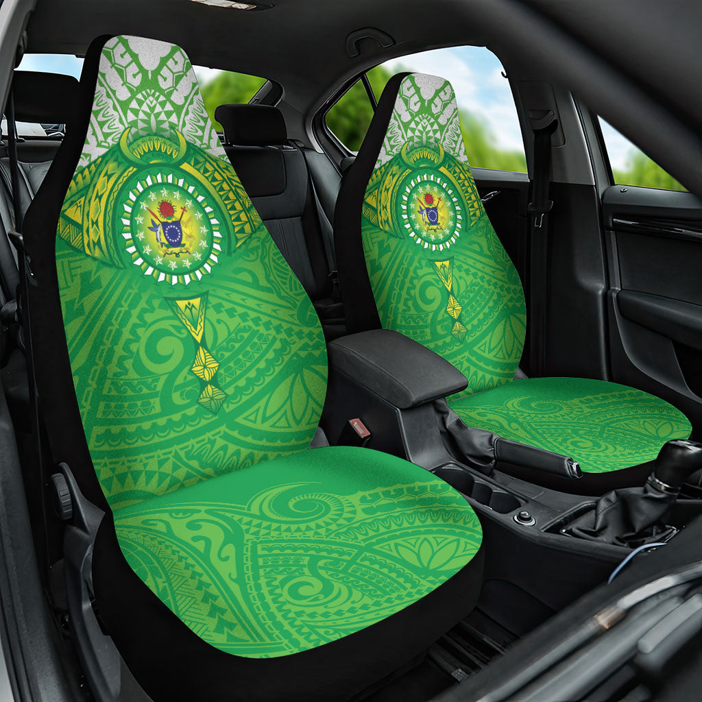 Cook Islands Manta Ray Car Seat Cover Kuki Airani Tattoo Green Color