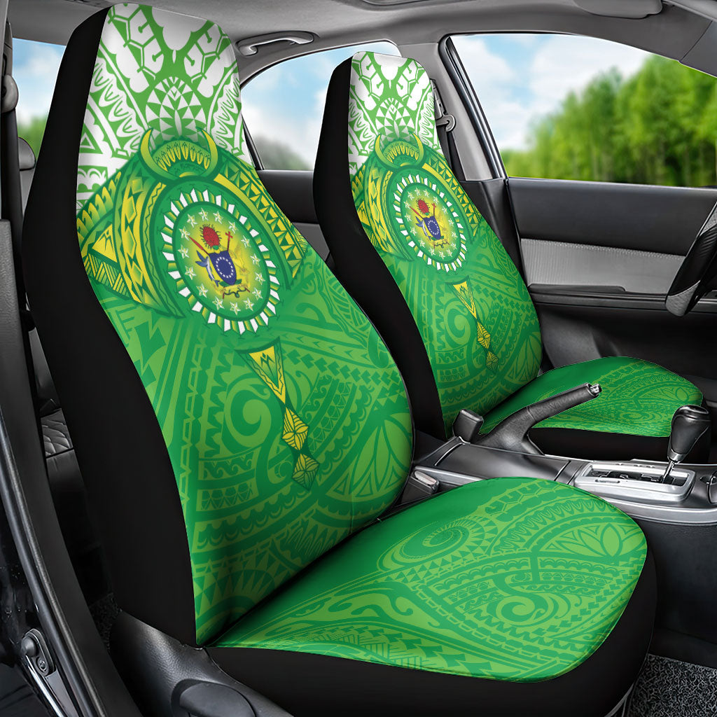 Cook Islands Manta Ray Car Seat Cover Kuki Airani Tattoo Green Color LT14 - Polynesian Pride