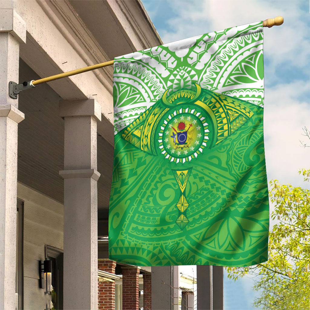 Cook Islands Manta Ray Garden Flag Kuki Airani Tattoo Green Color