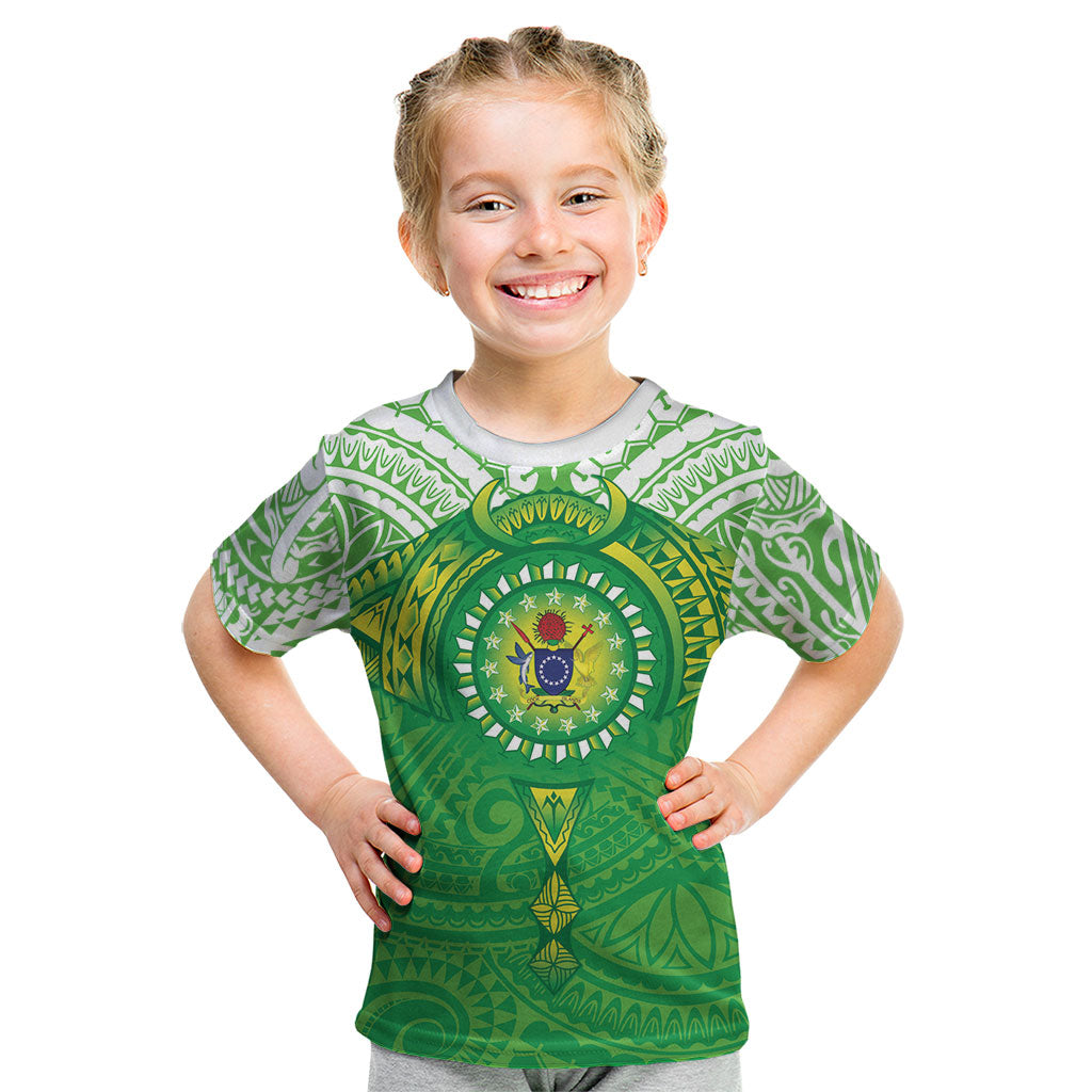 Cook Islands Manta Ray Kid T Shirt Kuki Airani Tattoo Green Color