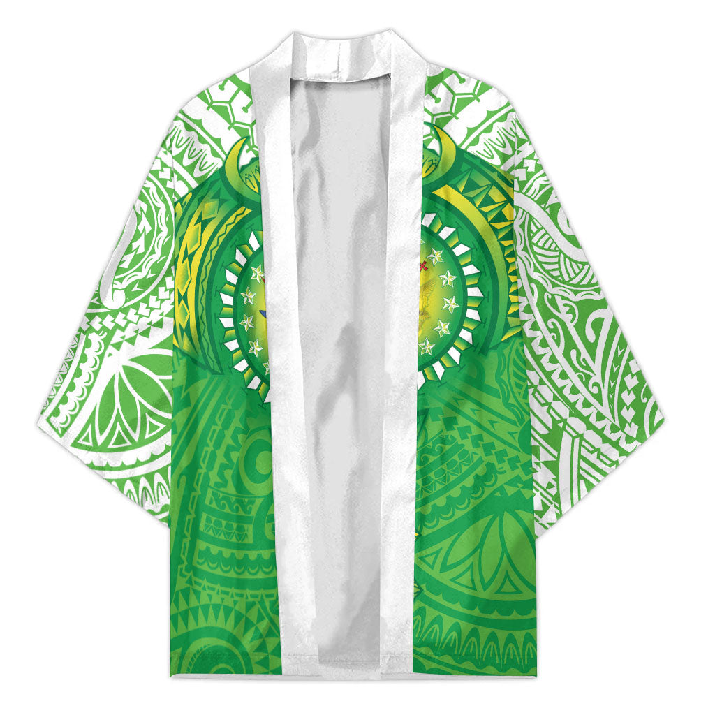Cook Islands Manta Ray Kimono Kuki Airani Tattoo Green Color