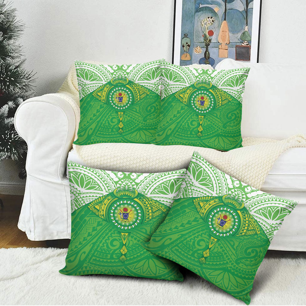 Cook Islands Manta Ray Pillow Cover Kuki Airani Tattoo Green Color LT14 - Polynesian Pride