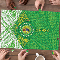 Cook Islands Manta Ray Puzzle Kuki Airani Tattoo Green Color LT14 - Polynesian Pride