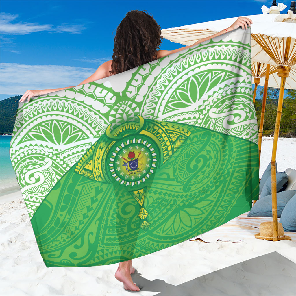 Cook Islands Manta Ray Sarong Kuki Airani Tattoo Green Color