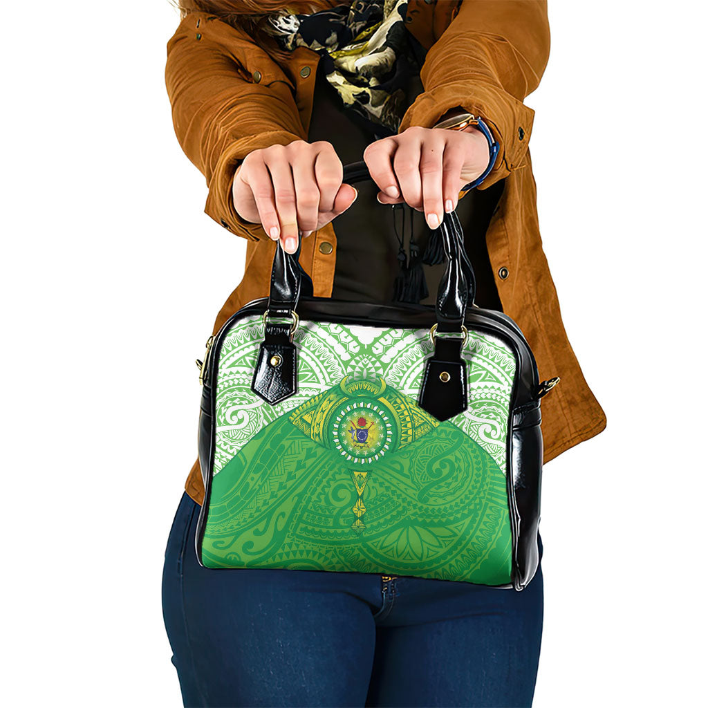 Cook Islands Manta Ray Shoulder Handbag Kuki Airani Tattoo Green Color