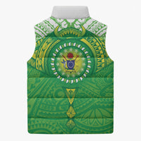 Cook Islands Manta Ray Sleeveless Puffer Jacket Kuki Airani Tattoo Green Color LT14 - Polynesian Pride