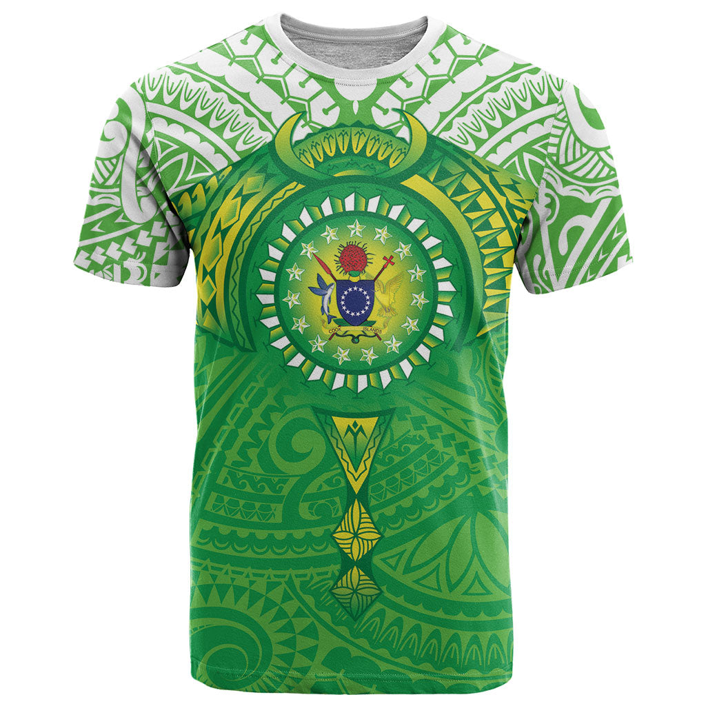 Cook Islands Manta Ray T Shirt Kuki Airani Tattoo Green Color