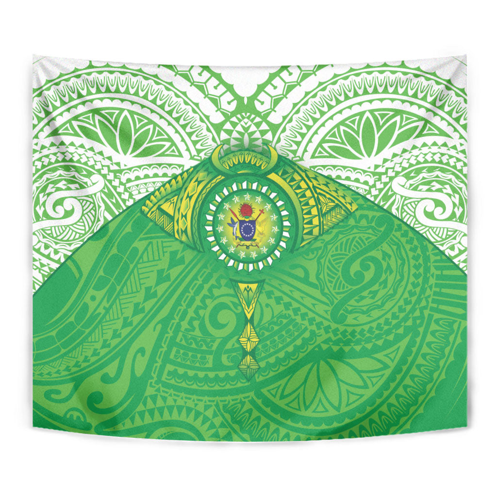 Cook Islands Manta Ray Tapestry Kuki Airani Tattoo Green Color LT14 - Polynesian Pride