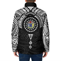 Cook Islands Manta Ray Padded Jacket Kuki Airani Tattoo Black Color LT14 - Polynesian Pride