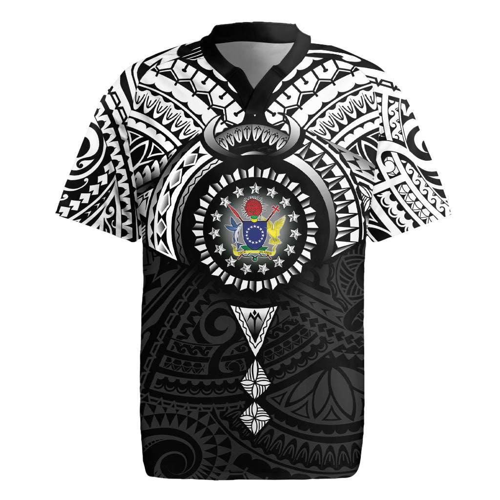 Cook Islands Manta Ray Rugby Jersey Kuki Airani Tattoo Black Color LT14 Black - Polynesian Pride