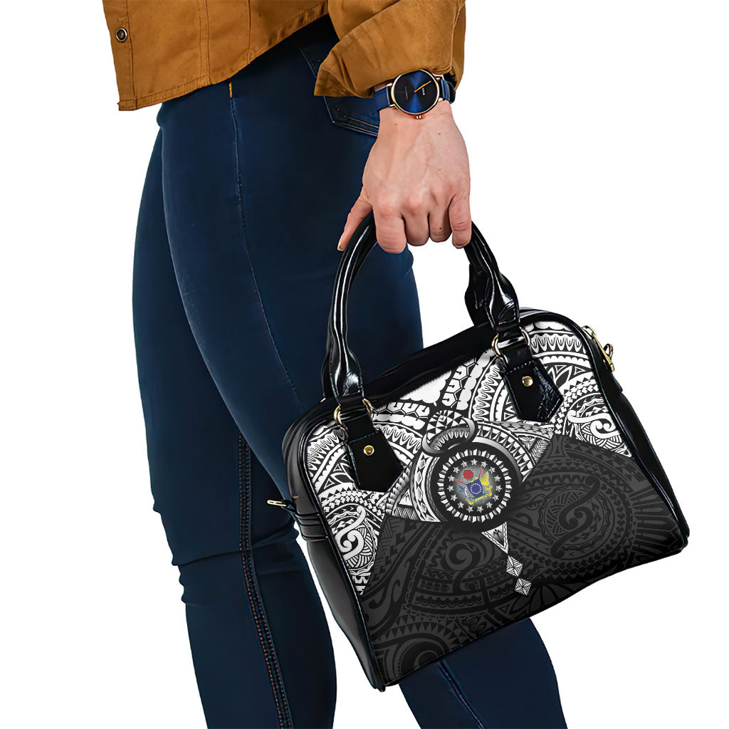 Cook Islands Manta Ray Shoulder Handbag Kuki Airani Tattoo Black Color LT14 - Polynesian Pride
