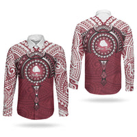 Personalised Cook Islands Mangaia Couples Matching Off Shoulder Short Dress and Long Sleeve Button Shirt Map With Kuki Airani Manta Ray Tattoo LT14 - Polynesian Pride