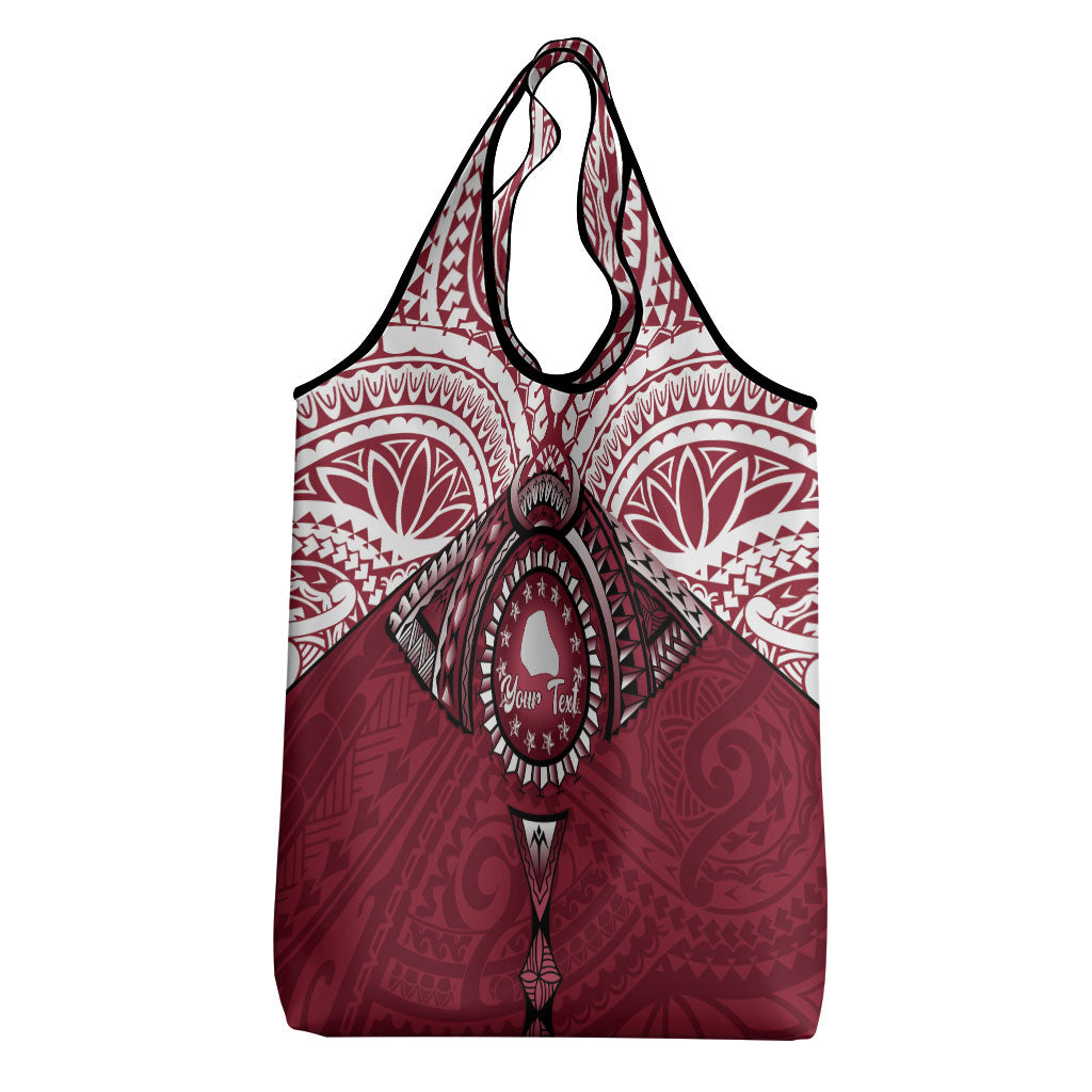 Personalised Cook Islands Mangaia Grocery Bag Map With Kuki Airani Manta Ray Tattoo LT14 - Polynesian Pride