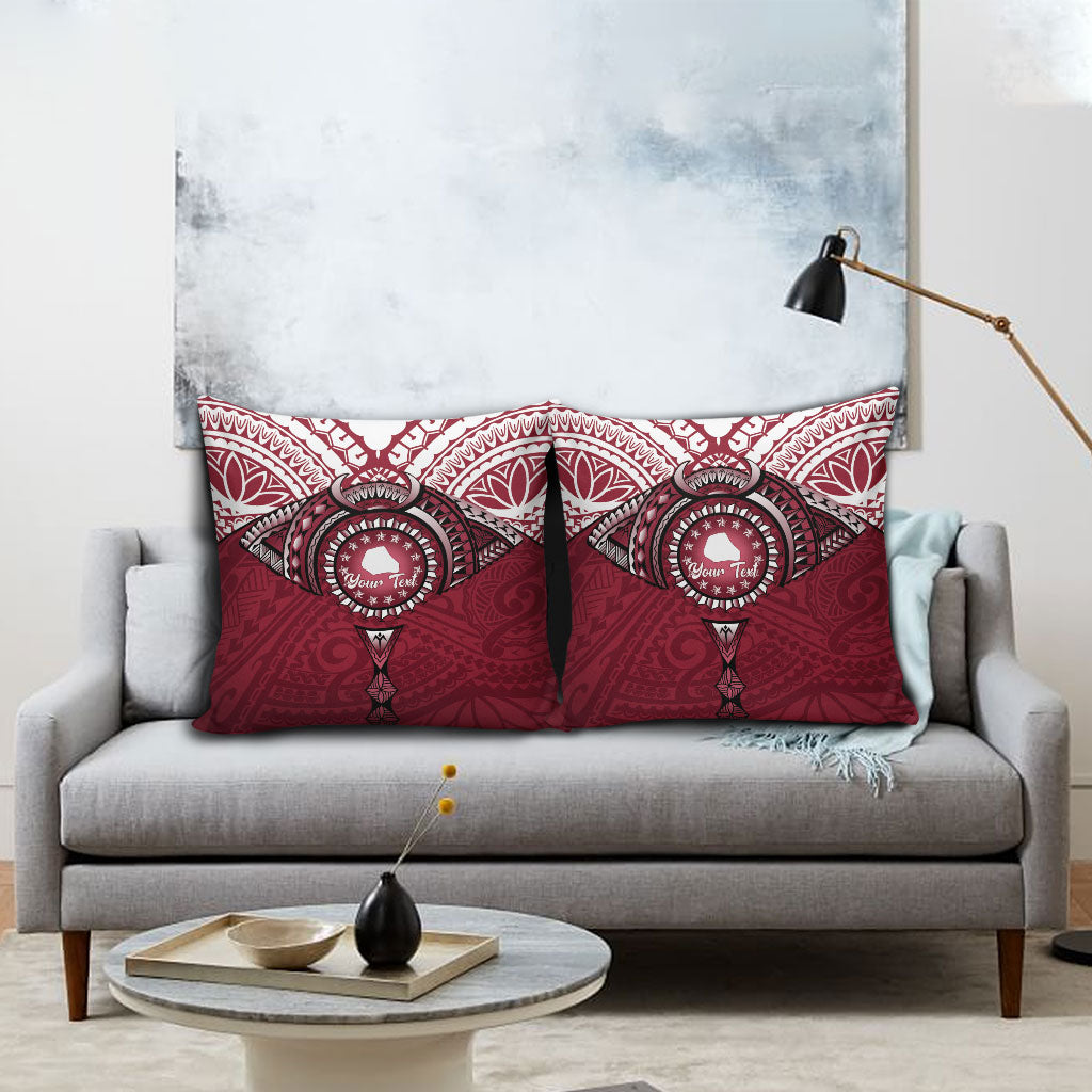 Personalised Cook Islands Mangaia Pillow Cover Map With Kuki Airani Manta Ray Tattoo LT14 - Polynesian Pride