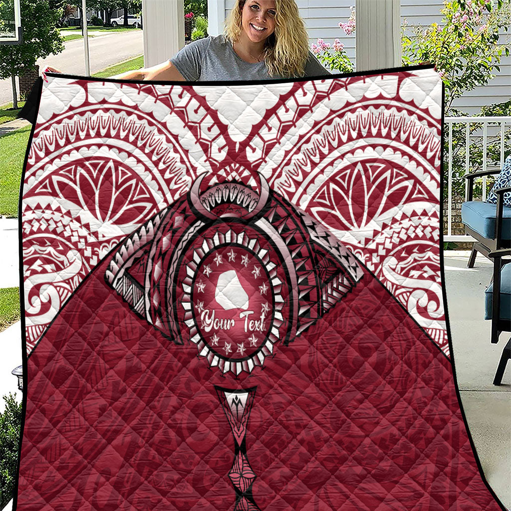 Personalised Cook Islands Mangaia Quilt Map With Kuki Airani Manta Ray Tattoo