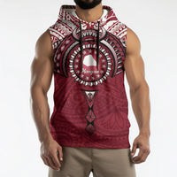 Personalised Cook Islands Mangaia Sleeveless Hoodie Map With Kuki Airani Manta Ray Tattoo LT14 - Polynesian Pride
