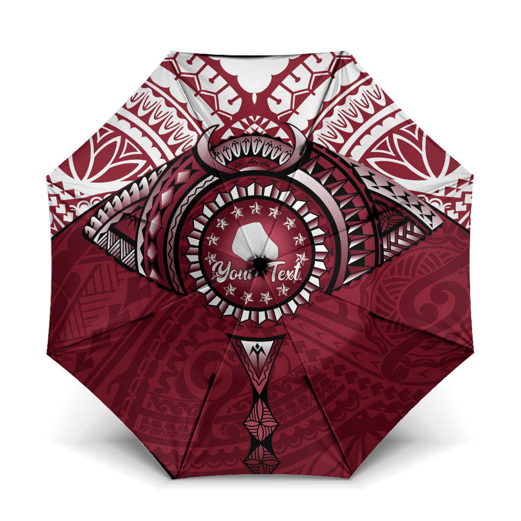 Personalised Cook Islands Mangaia Umbrella Map With Kuki Airani Manta Ray Tattoo