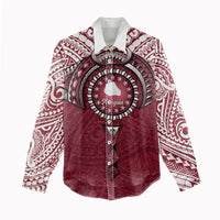 Personalised Cook Islands Mangaia Women Casual Shirt Map With Kuki Airani Manta Ray Tattoo LT14 - Polynesian Pride