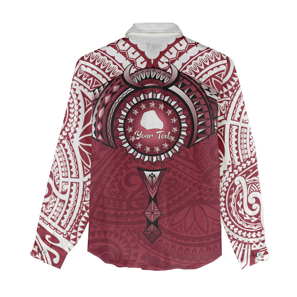 Personalised Cook Islands Mangaia Women Casual Shirt Map With Kuki Airani Manta Ray Tattoo LT14 - Polynesian Pride