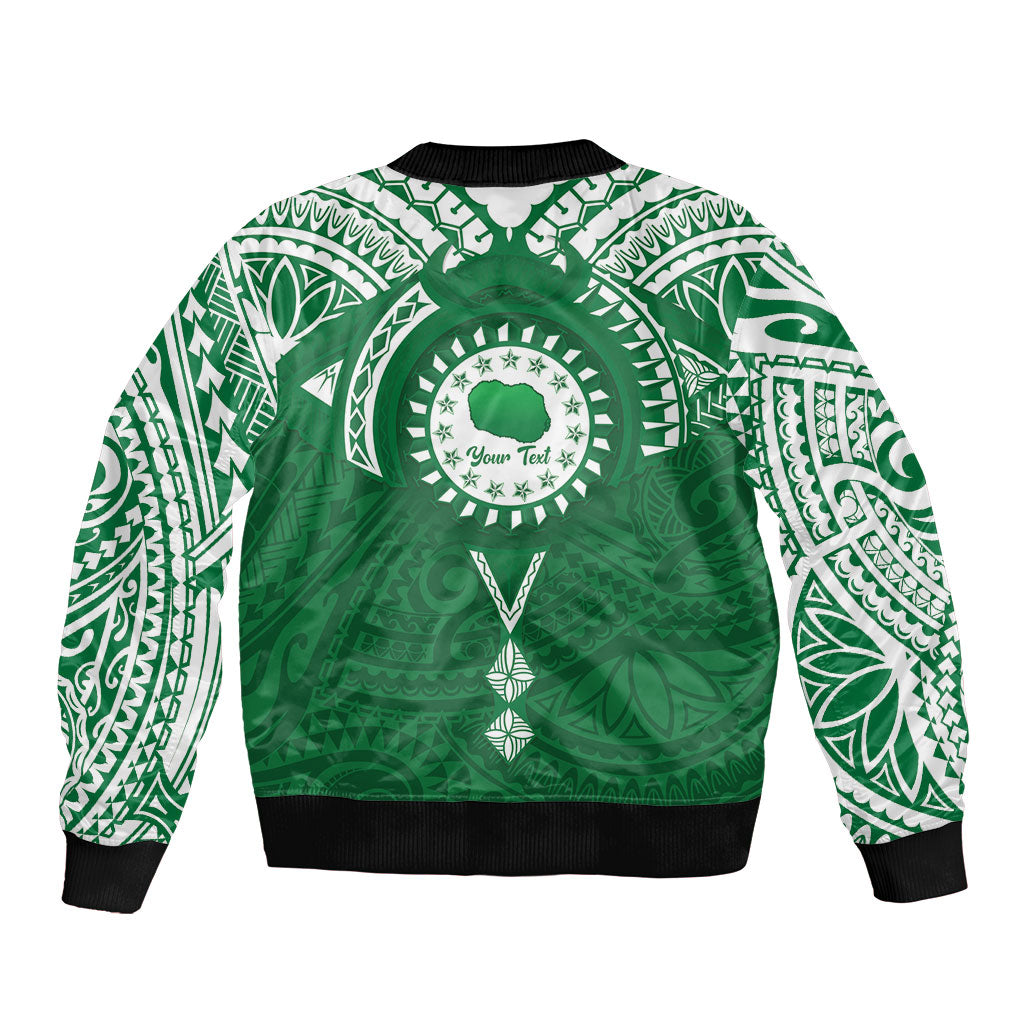 Personalised Cook Islands Rarotonga Bomber Jacket Map With Kuki Airani Manta Ray Tattoo LT14 - Polynesian Pride