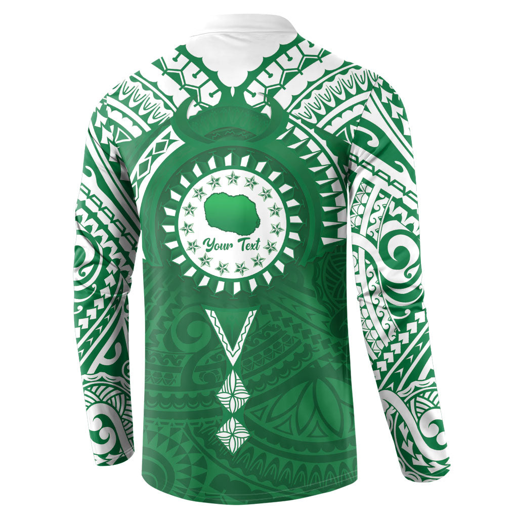 Personalised Cook Islands Rarotonga Button Sweatshirt Map With Kuki Airani Manta Ray Tattoo LT14 - Polynesian Pride