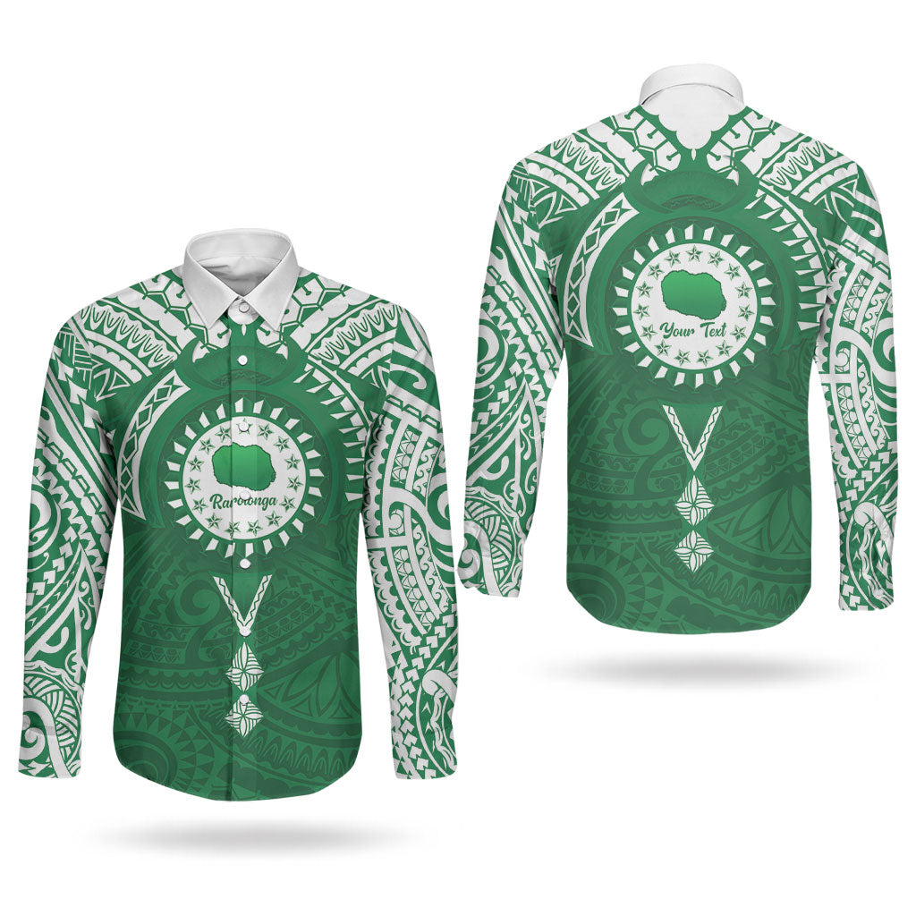 Personalised Cook Islands Rarotonga Couples Matching Puletasi and Long Sleeve Button Shirt Map With Kuki Airani Manta Ray Tattoo LT14 - Polynesian Pride