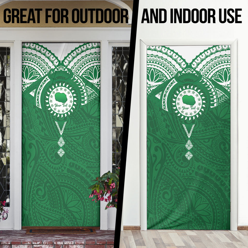 Personalised Cook Islands Rarotonga Door Cover Map With Kuki Airani Manta Ray Tattoo LT14 - Polynesian Pride