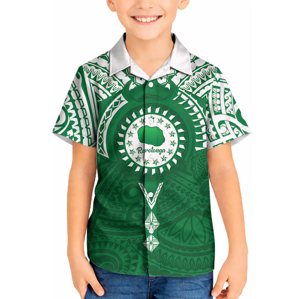 Personalised Cook Islands Rarotonga Kid Hawaiian Shirt Map With Kuki Airani Manta Ray Tattoo